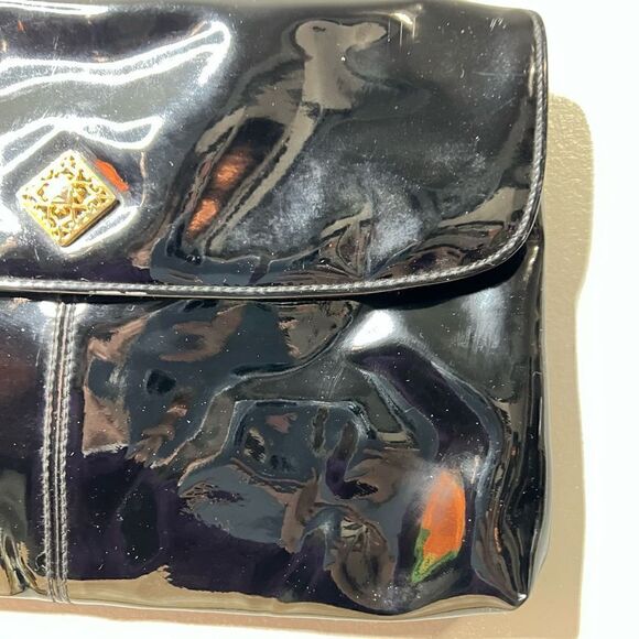 Amanda Smith, Vintage Patent Leather Crossbody Evening Bag Convertible Clutch - Picture 4 of 11